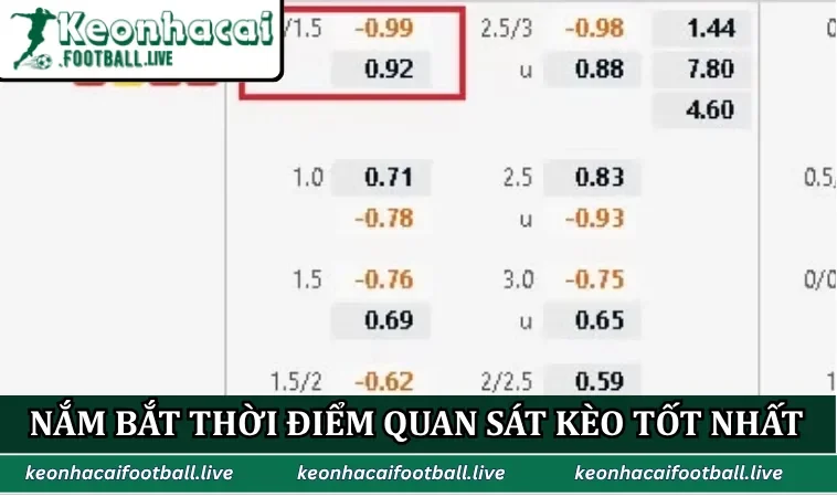Nắm bắt thời điểm quan sát kèo tốt nhất